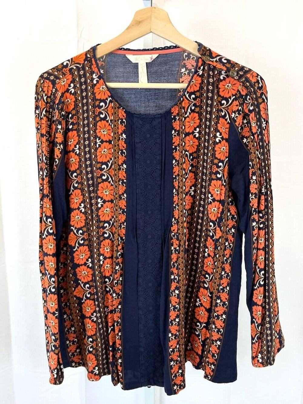 MATILDA JANE L Floret Top Floral Print Blouse Shirt Once Upon A Time Orange Blue